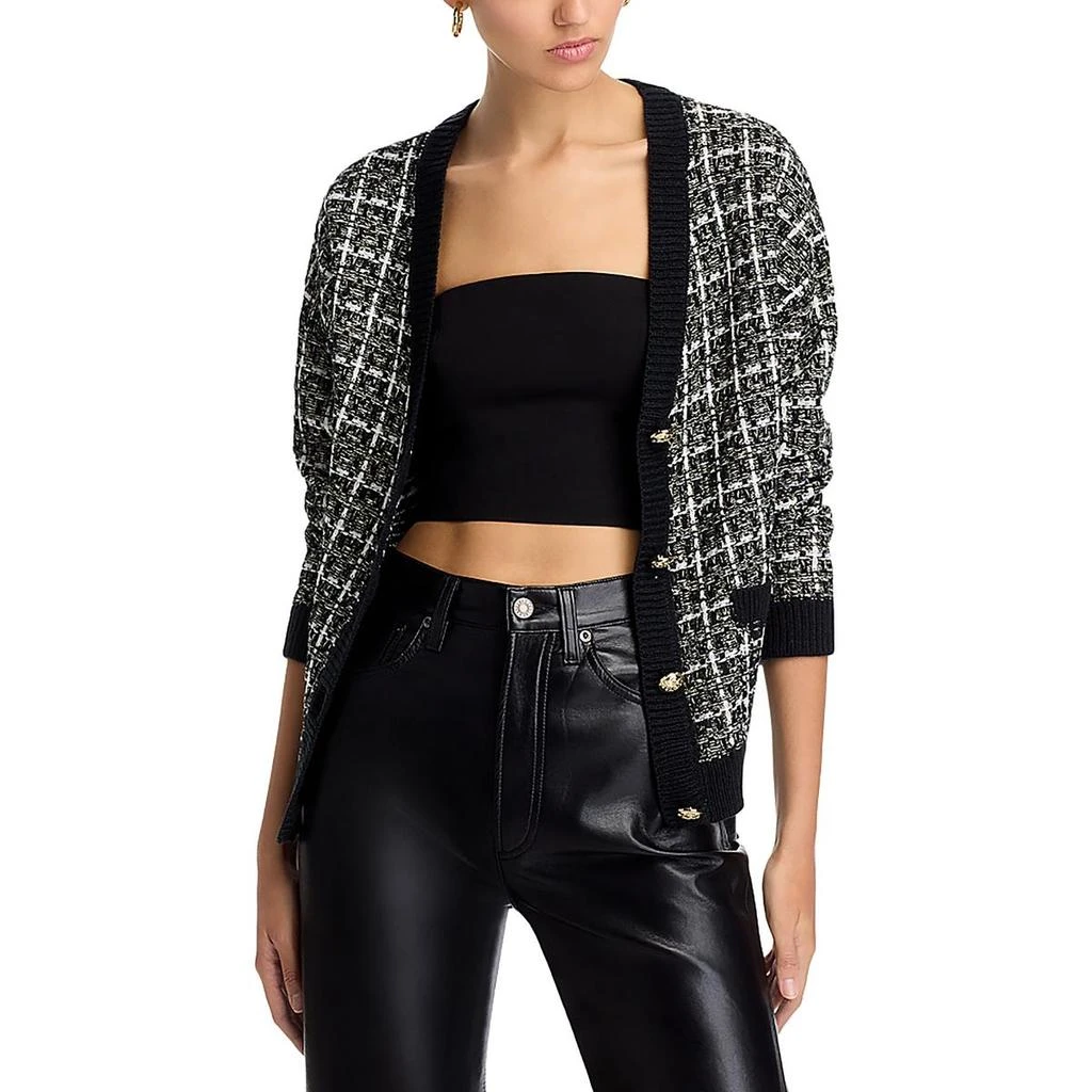 AQUA Womens Metallic Knit Cardigan Sweater 1