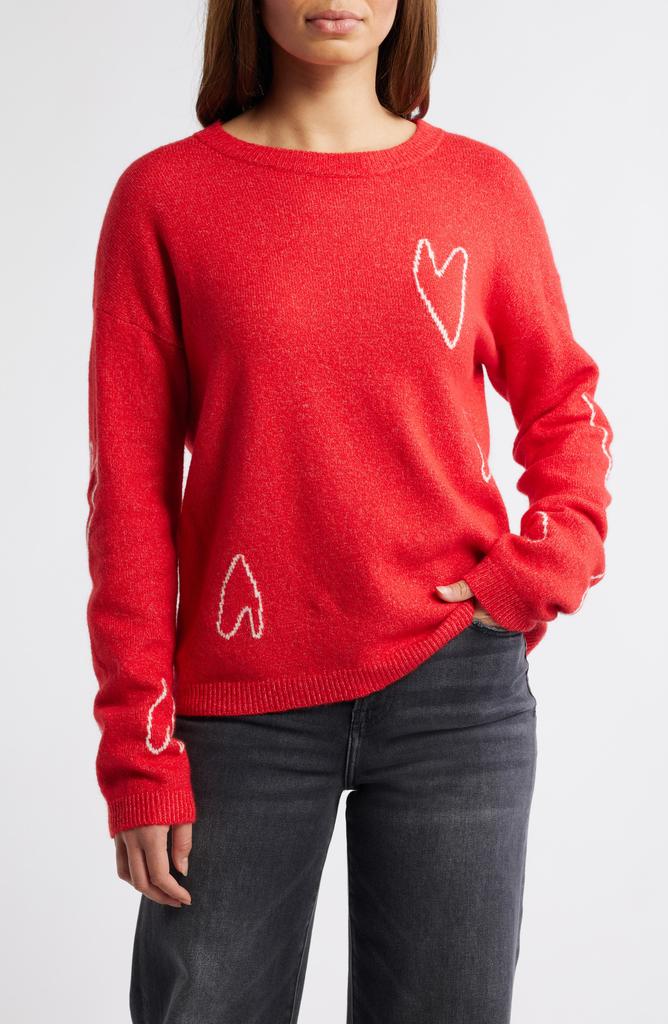 Caslon Jacquard Hearts Cotton Blend Sweater