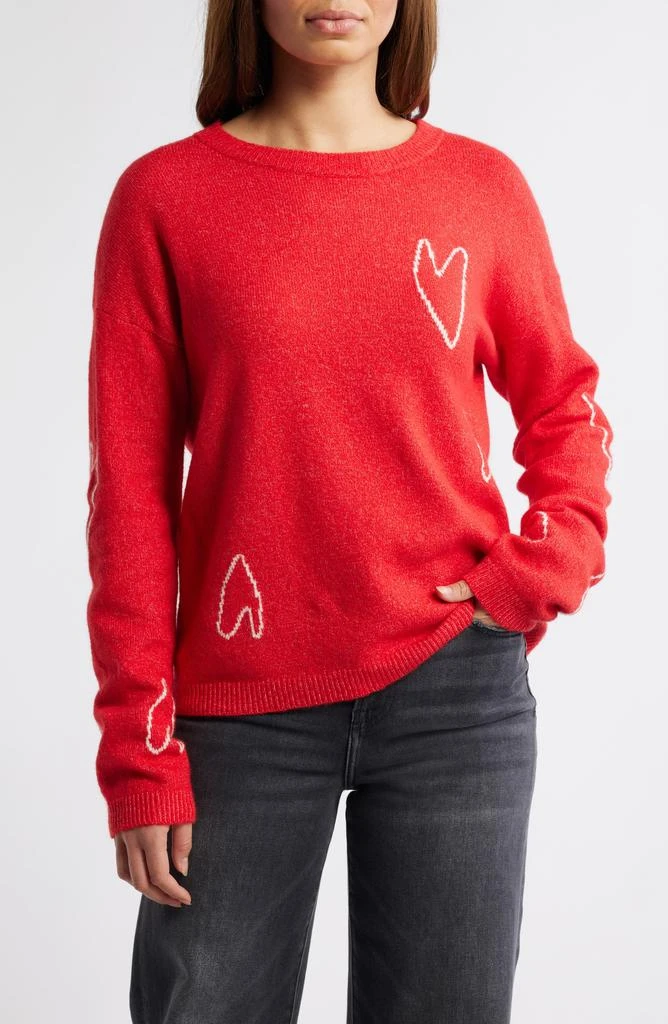 Caslon Jacquard Hearts Cotton Blend Sweater 1