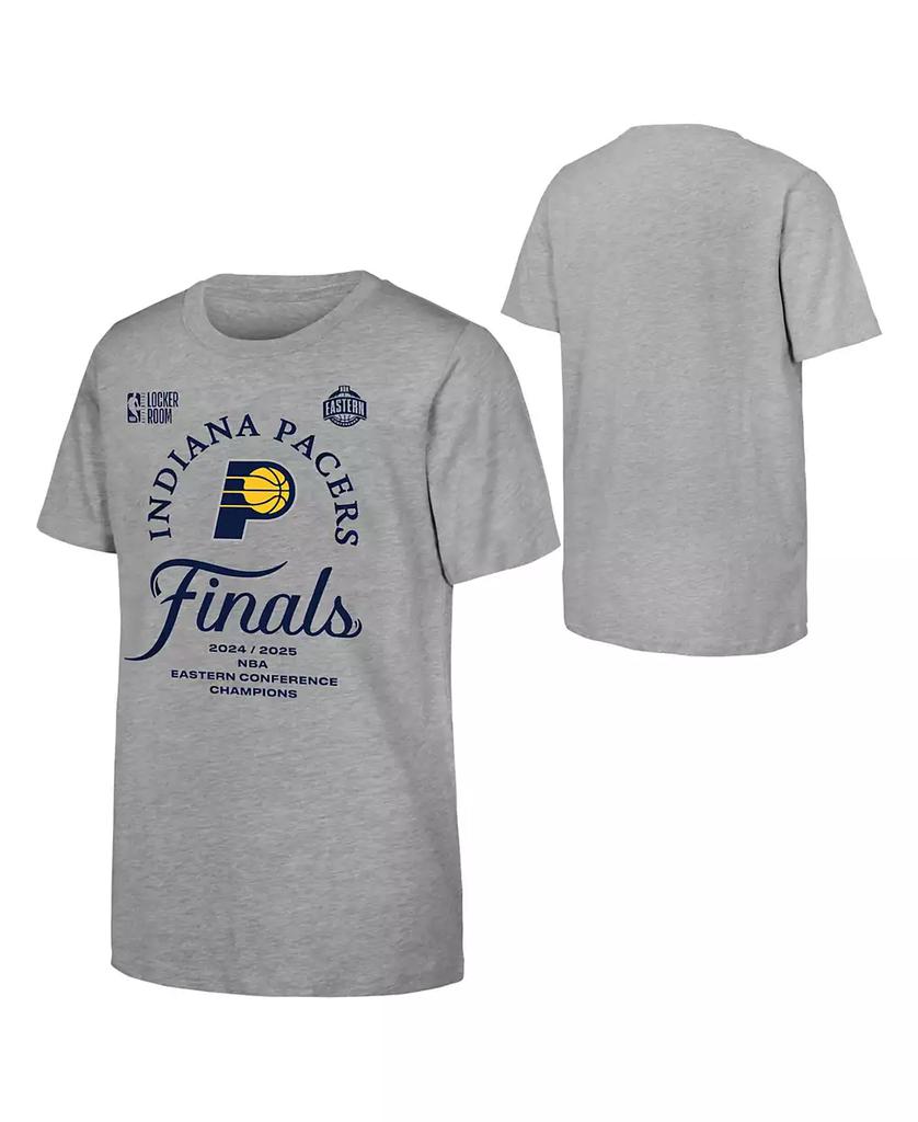 Fanatics Big Boys and Girls Gray Indiana Pacers 2025 NBA Eastern Conference Champions Locker Room T-Shirt