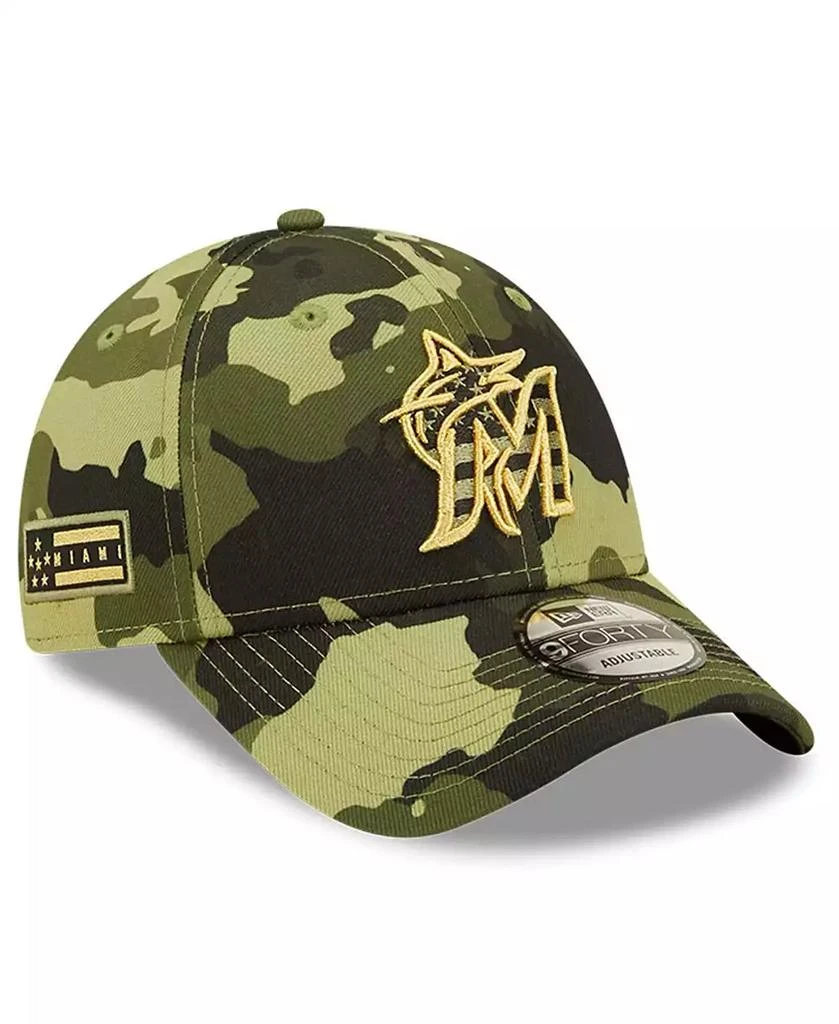 New Era Men's Camo Miami Marlins 2022 Armed Forces Day 9Forty Snapback Adjustable Hat 1