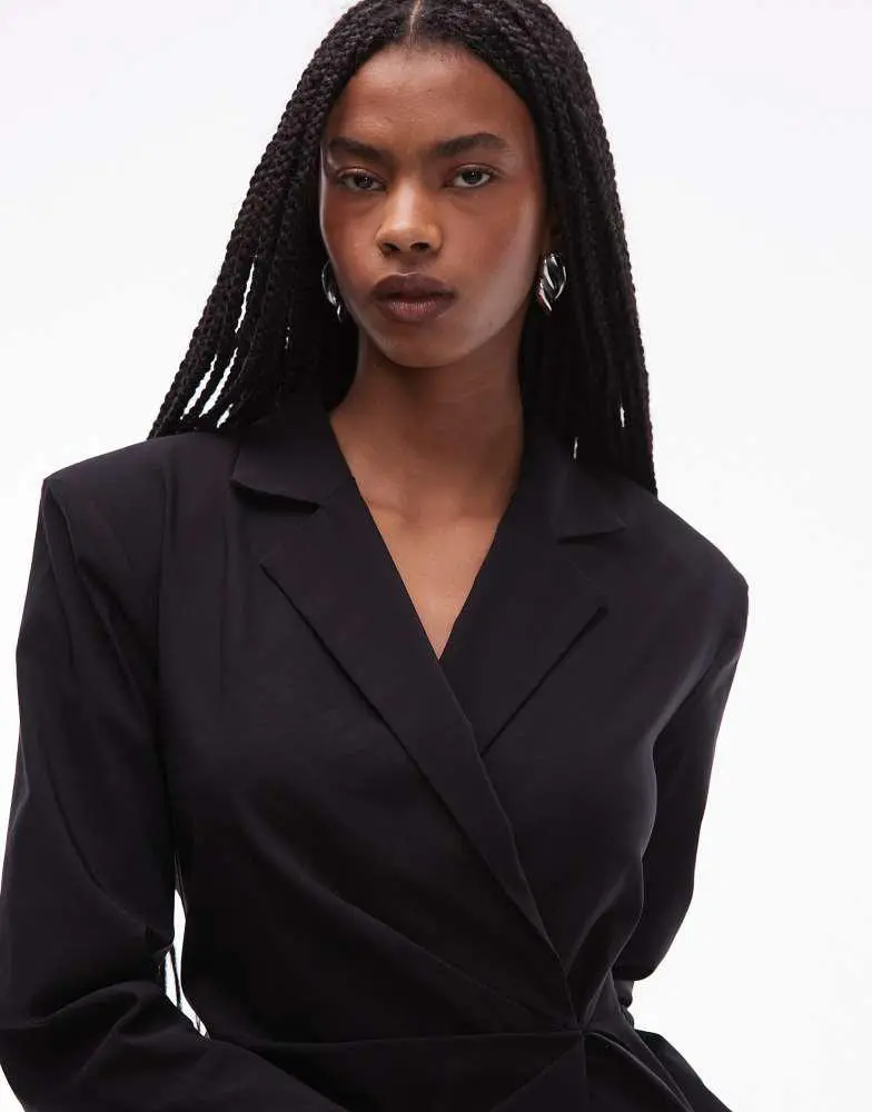 asos black blazer dress ASOS DESIGN off-shoulder blazer dress in black