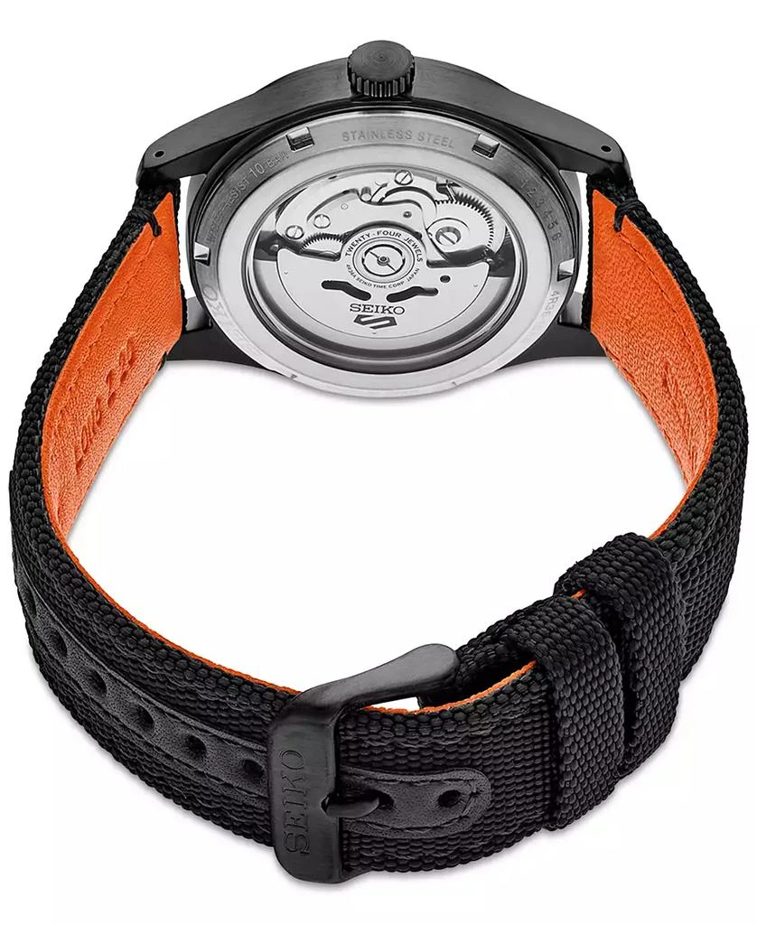 Seiko Men's Automatic 5 Sports Black Nylon Strap Watch 39mm 3