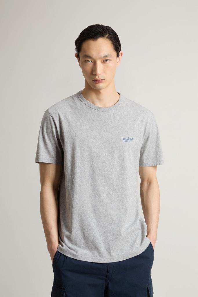 Woolrich Pure Cotton T-Shirt with Logo - Men - Blue