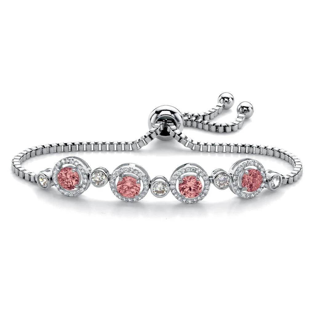Palm Beach Jewelry .92 Cttw.Platinum-Plated Birthstone and CZ Adjustable Bolo Bracelet 9" 1