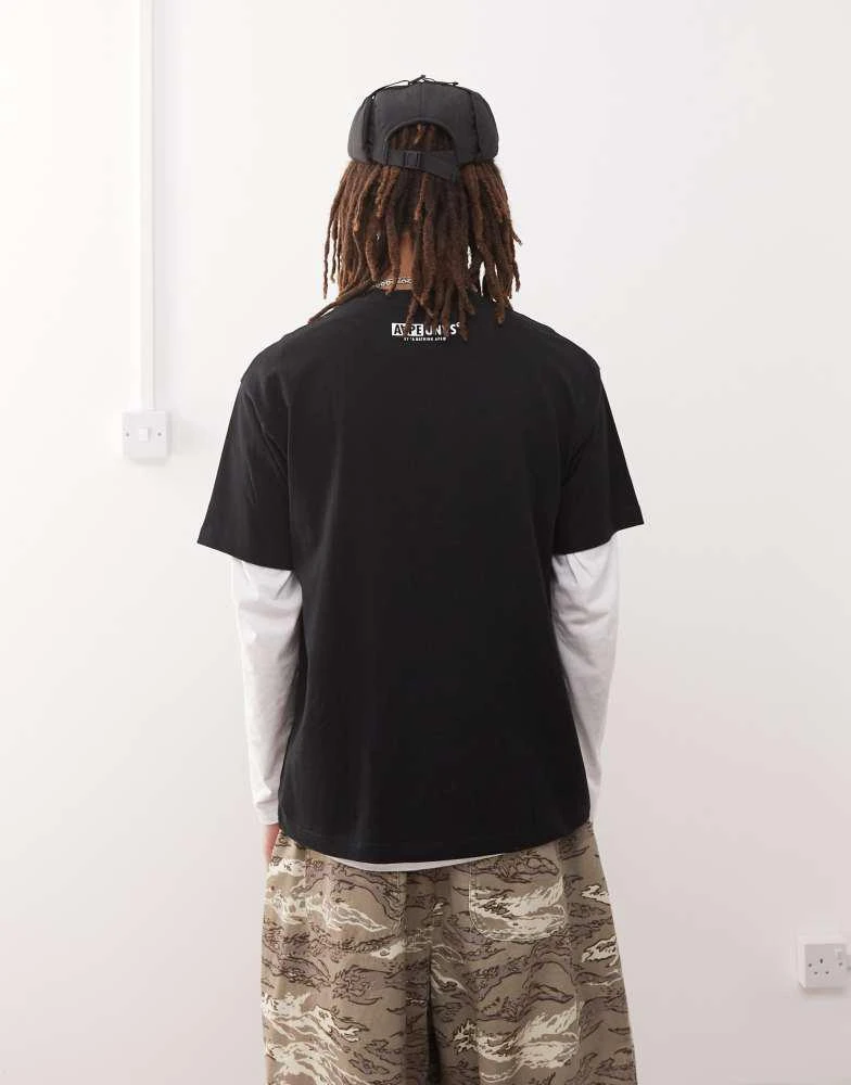 AAPE Aape by A Bathing Ape logo camo t-shirt in black 4