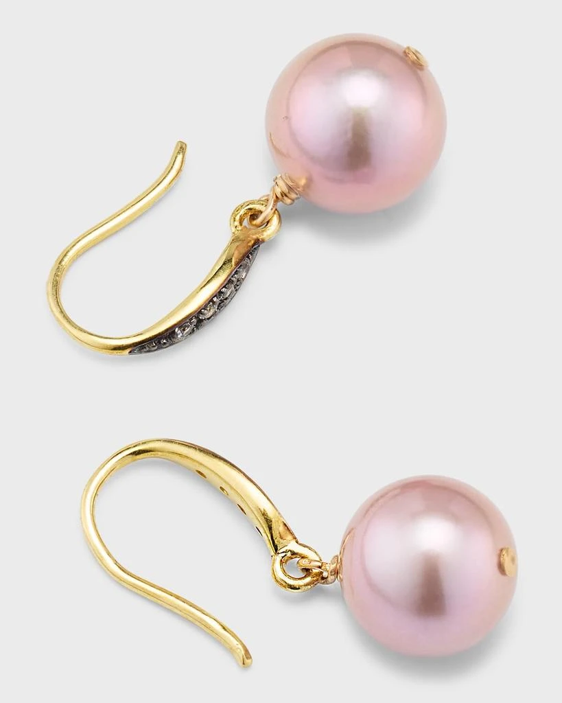 Margo Morrison Pink Edison Freshwater Pearl Drop Earrings with White Sapphires 4