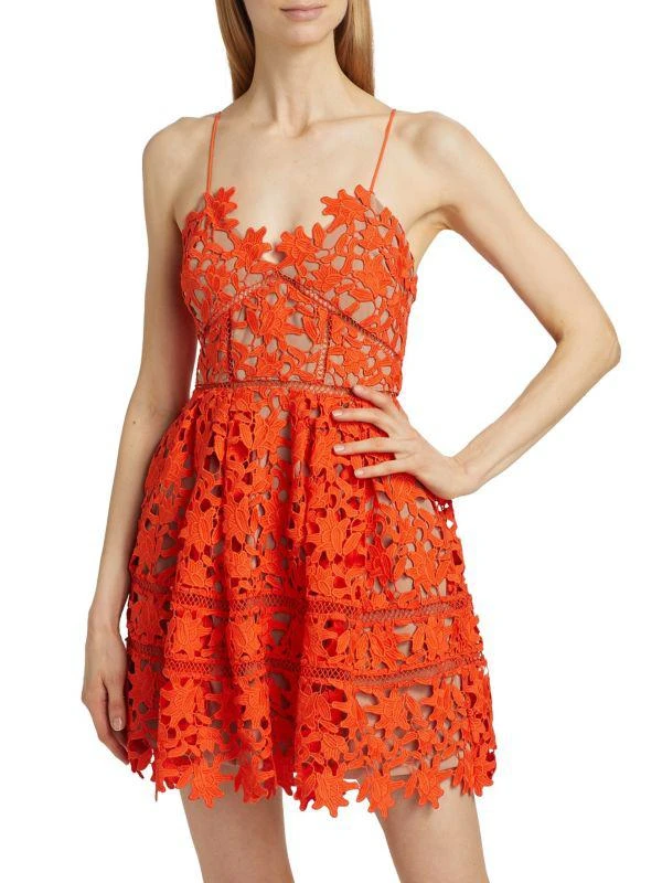 chinese dress ladies Self-Portrait Fine Lace Pearl Mini Dress Red