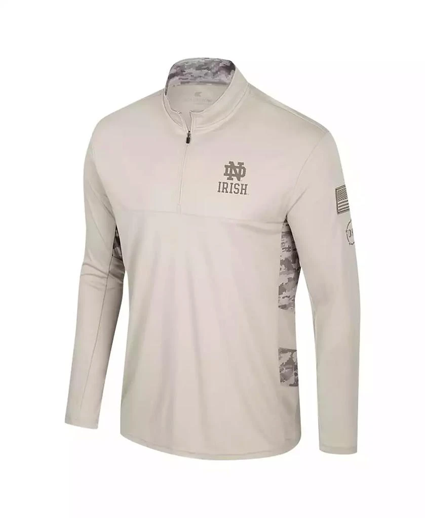 Colosseum Men's Natural Notre Dame Fighting Irish OHT Military Appreciation Quarter-Zip Jacket 3