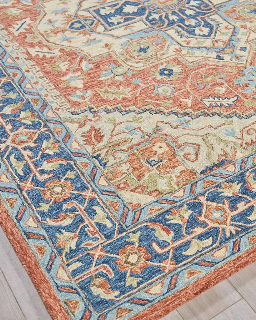 Exquisite Rugs Richmond Serapi Hand-Tufted Red/Blue Rug, 10' x 14' 3