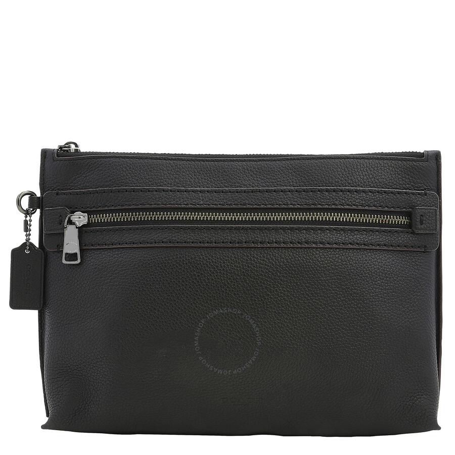 Coach Men's Black Pebbled Leather Academy Pouch