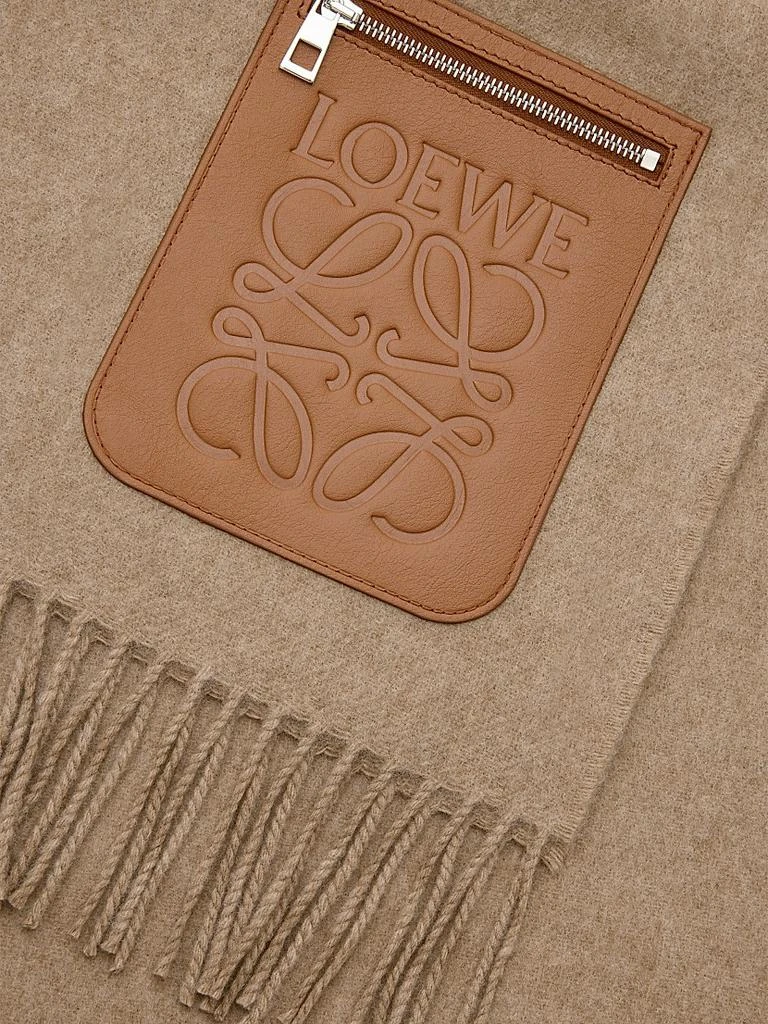 Loewe Logo Pocket Wool-Cashmere Scarf 3