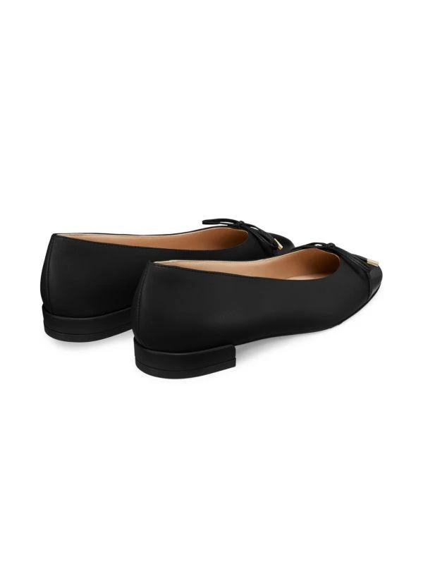 Stuart Weitzman Bow Leather Flat Pumps 3
