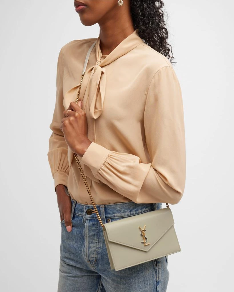 Yves Saint Laurent YSL Monogram Wallet on Chain in Smooth Leather 3