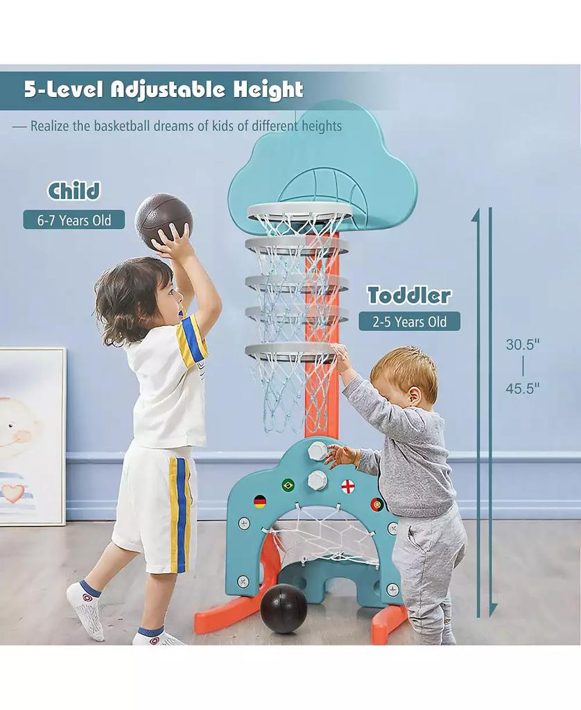 SUGIFT 3-in-1 Kids Basketball Hoop Set with Balls-Green