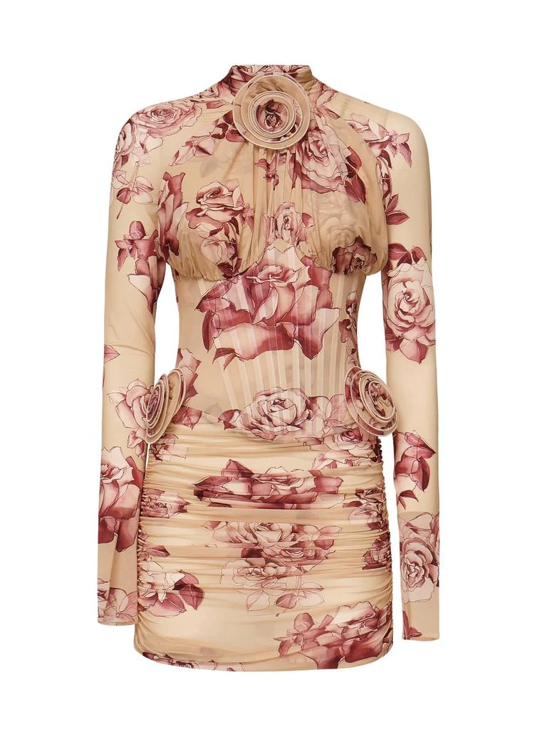 knee length dresses for ladies Plus Size Red Floral Milkmaid Bustier Midi Dress – Pluspreorder main image 1