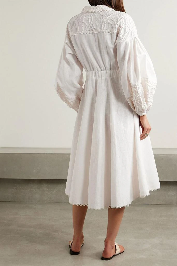 Charo Ruiz Ibiza Dubya cloqué-trimmed ramie-blend midi shirt dress 3