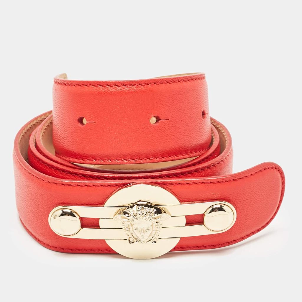 Versace Versace Red Leather Medusa Buckle Belt 85 CM 2