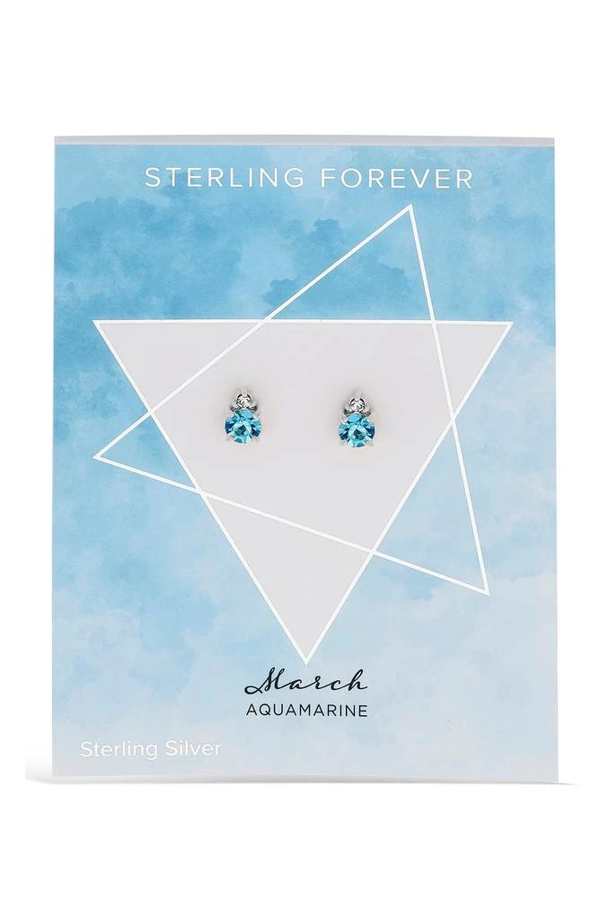 Sterling Forever Sterling Silver Birthstone Stud Earrings - March / Simulated Aquamarine 4