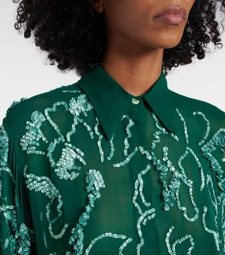 Dries Van Noten Embellished semi-sheer shirt 4