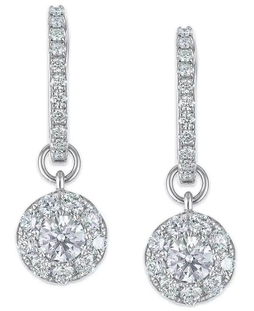 Macy
s White Diamond Drop Hoop Earrings (1.15 ct. t.w.) in 14k White Gold