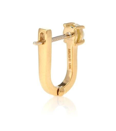 Melissa Kaye Aria U Huggie 18kt gold hoop earrings with diamonds 4