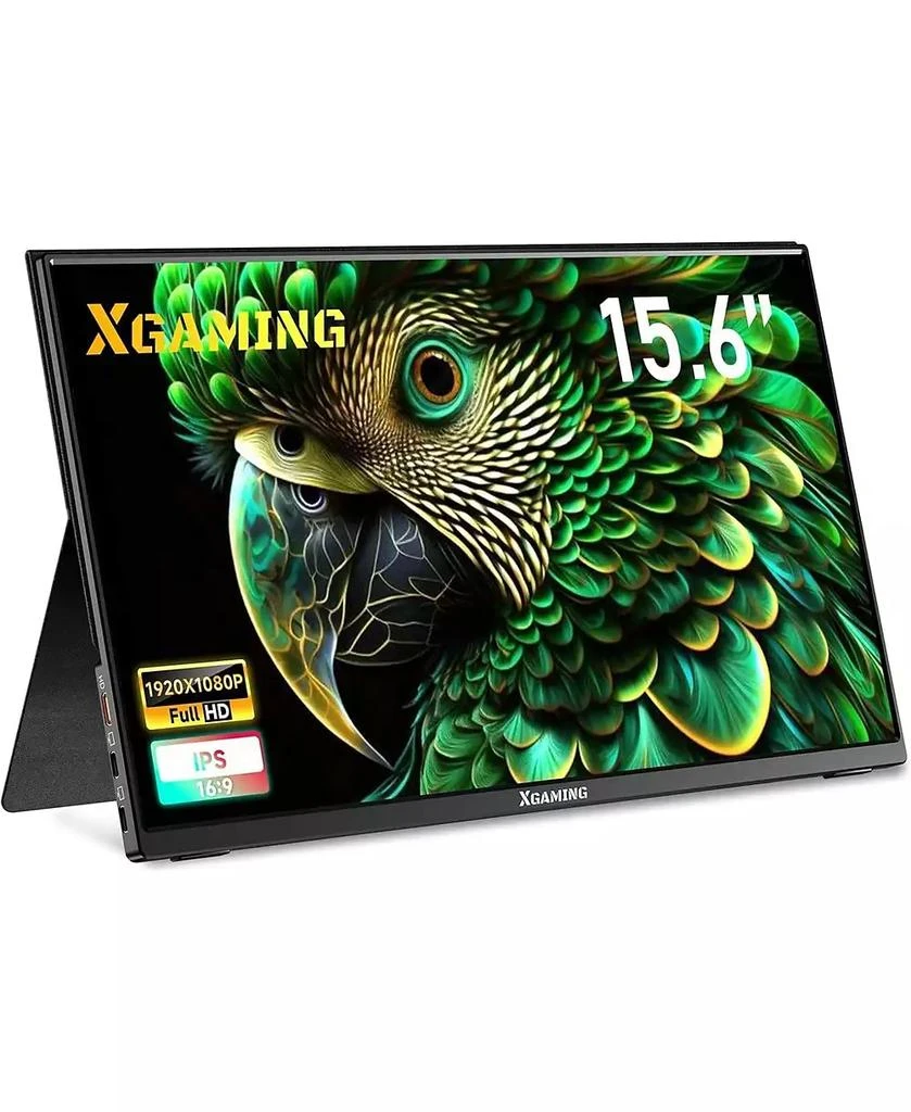 memzuoix Portable Monitor 15.6 Inch FHD 1080P USB C HDMI, IPS HDR Gaming Computer Display with Smart Cover, Plug&Play, Dual Speakers External Screen for Laptop PC MAC Phone Xbox Switch PS4 Table