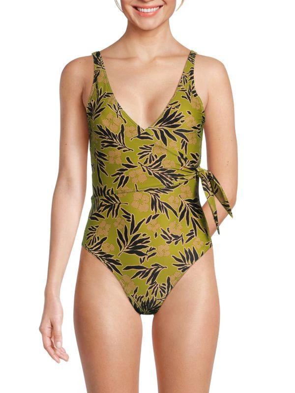 Tanya Taylor Kelly Floral Wrap One Piece Swimsuit 1