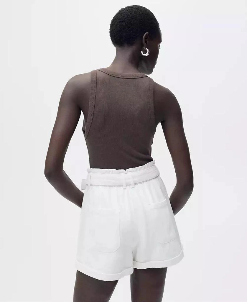 Mango Women
s Rolled Hem Paper Bag Shorts 3