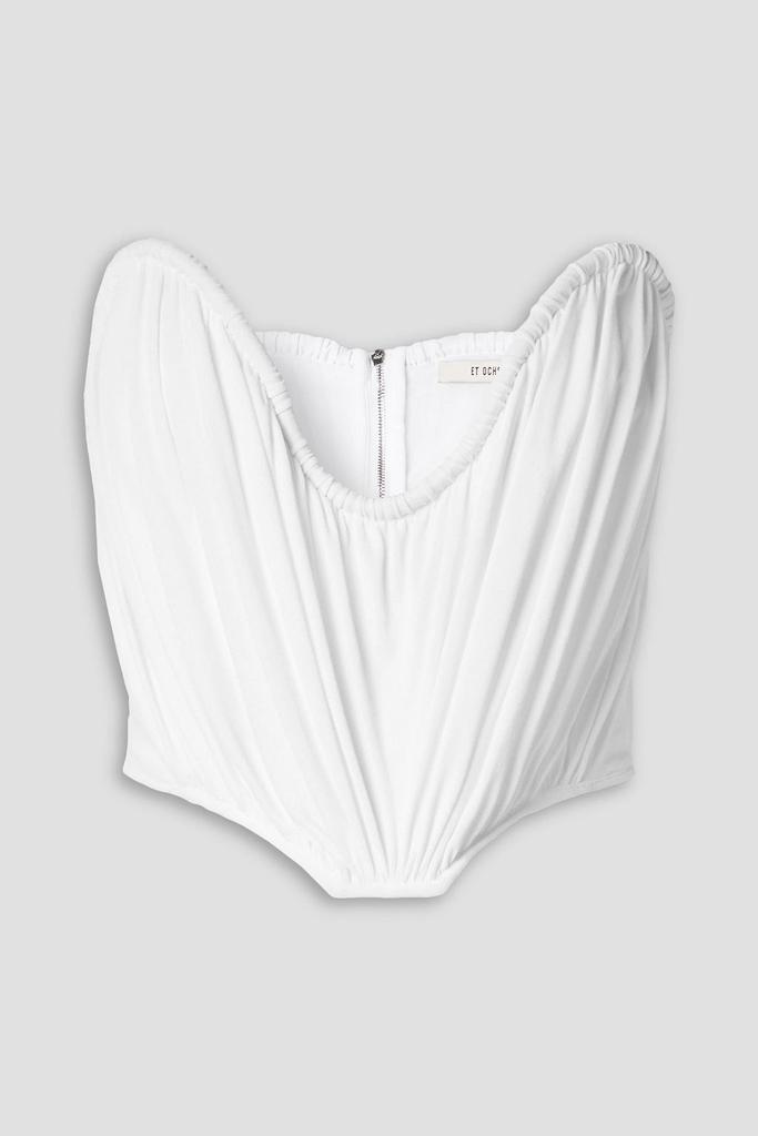 ET OCHS Holly strapless gathered stretch-crepe bustier top