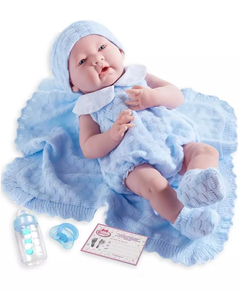 JC TOYS La Newborn 15" Real Boy Baby Doll Blue Knit Outfit