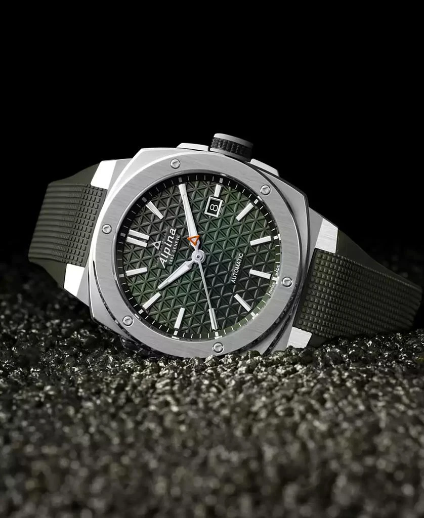 Alpina Men's Swiss Automatic Alpiner Green Rubber Strap Watch 41mm 5