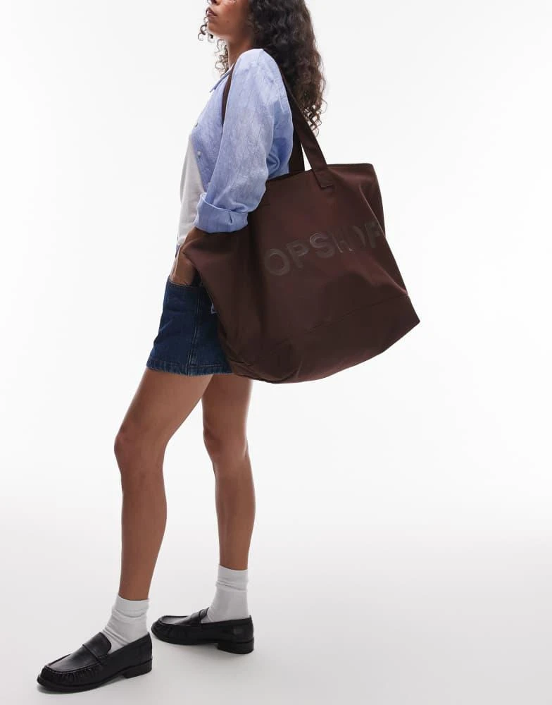 Shop Topshop tote bag in brown on Sale at BeyondStyle – Get Lowest