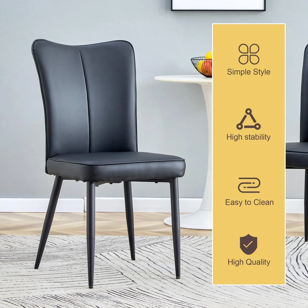 Streamdale Furniture Streamdale 42" Round Glass Dining Table with 4 PU Striped Chairs 3