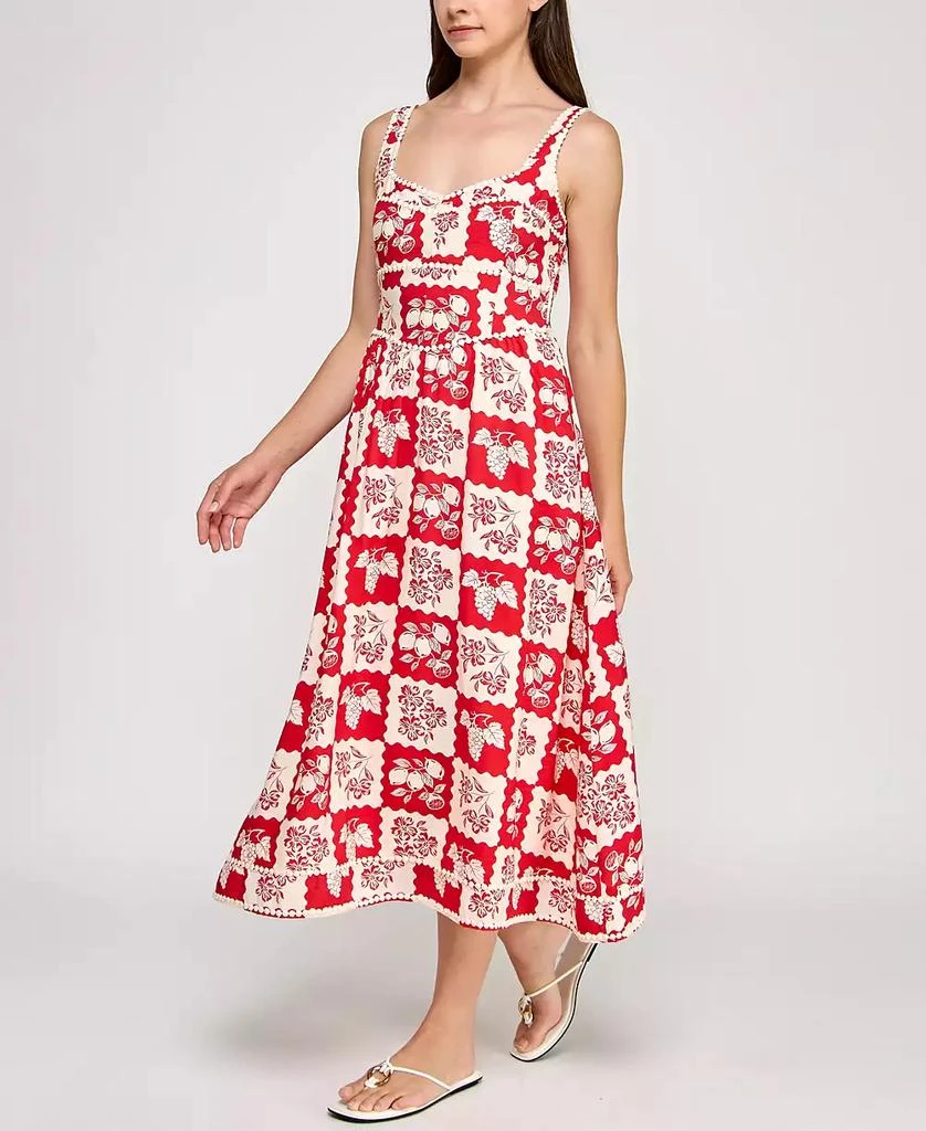 Planet Gold Juniors' Floral-Print Pom Pom-Trim Dress 3