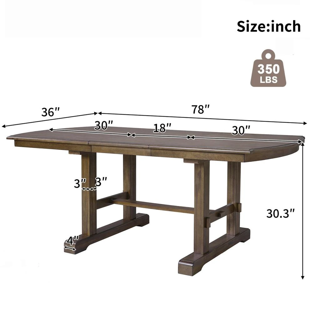 Streamdale Furniture Streamdale 60-78" Extendable Farmhouse Dining Table 2