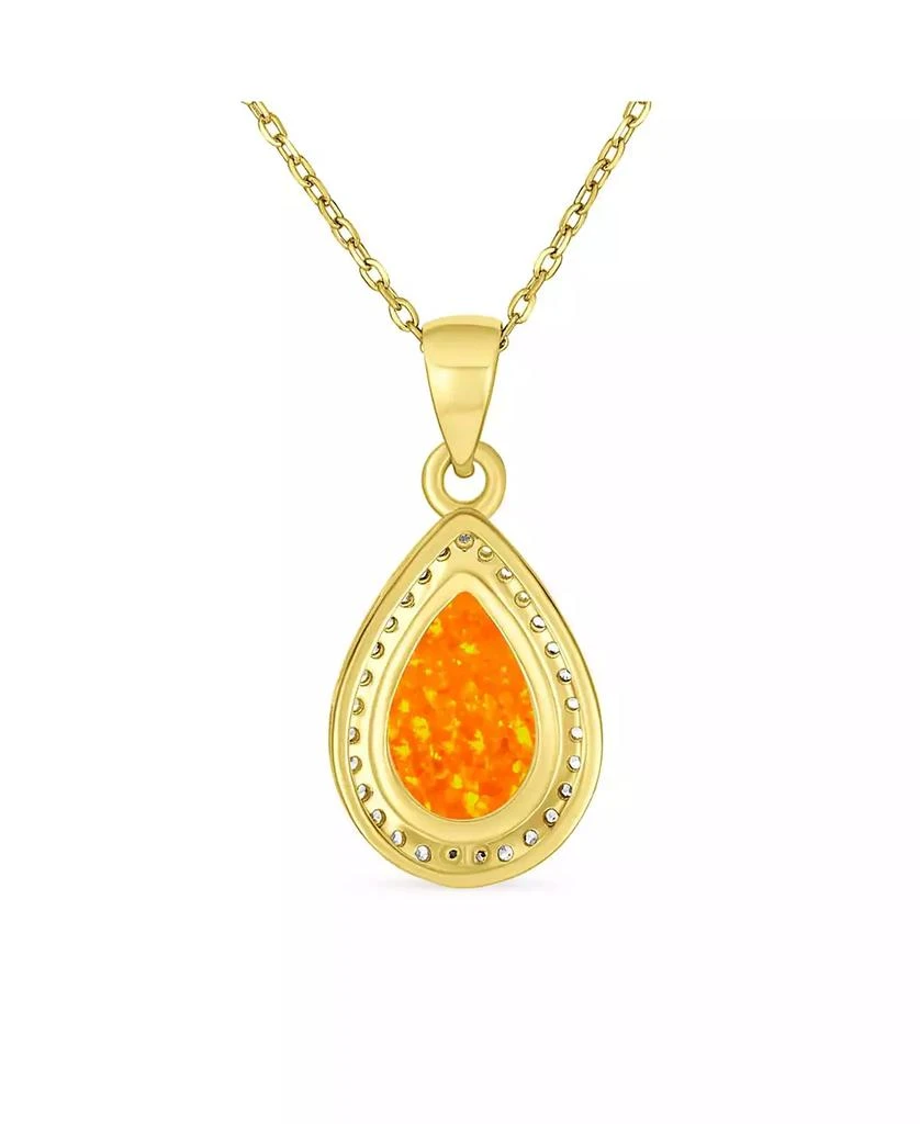Bling Jewelry Necklace with CZ Accent and Opal Teardrop Pendant in Sterling Silver 4