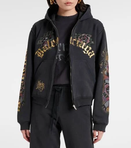 Balenciaga Tacky Tattoo distressed cotton fleece hoodie 6
