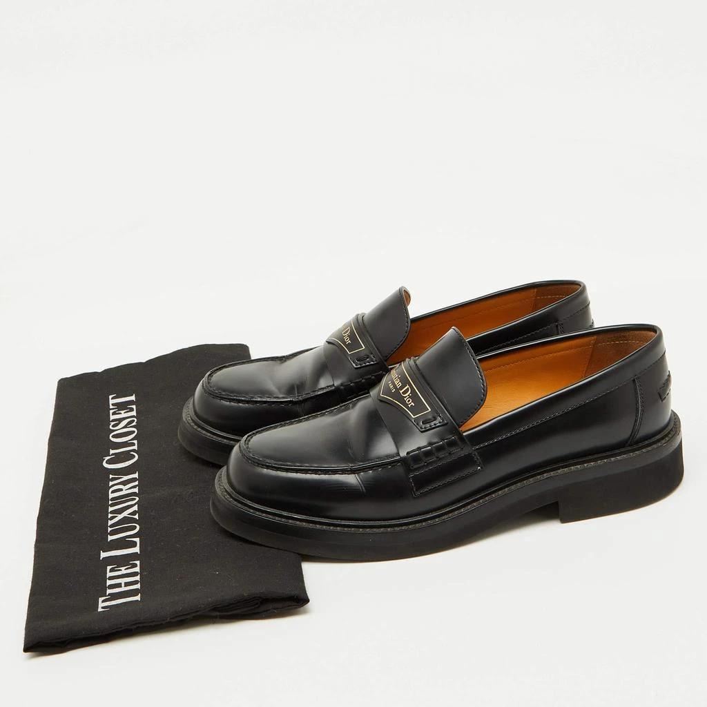 Dior Dior Black Brushed Leather Boy Platform Slip On Loafers Size 37 9