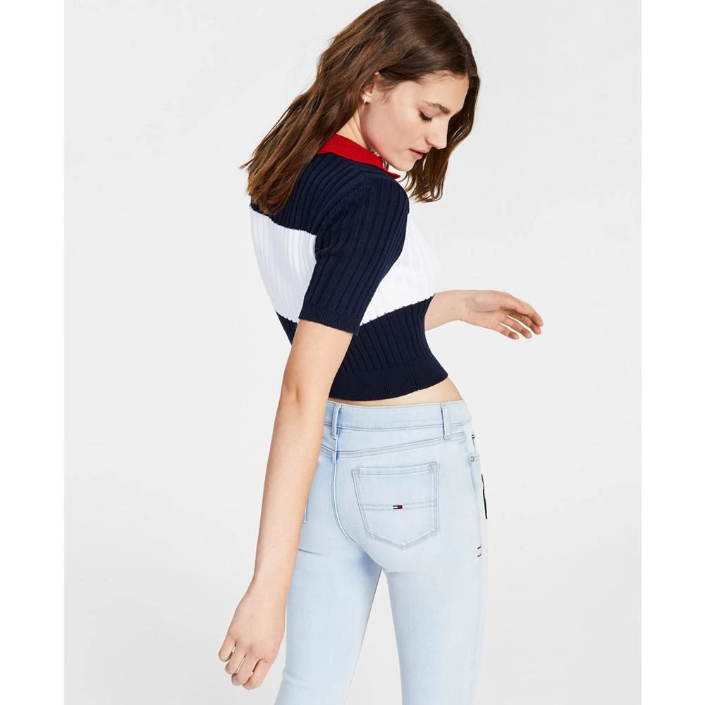 Tommy Jeans Cropped Colorblock Polo Sweater 2