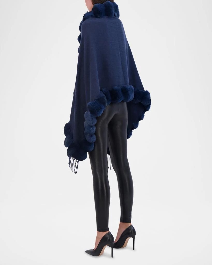 Theia Cashmere Blend Cape W/ Chinchilla-Like Trim 3