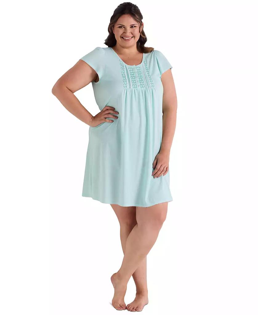 Miss Elaine Plus Size Short-Sleeve Printed Short Gown