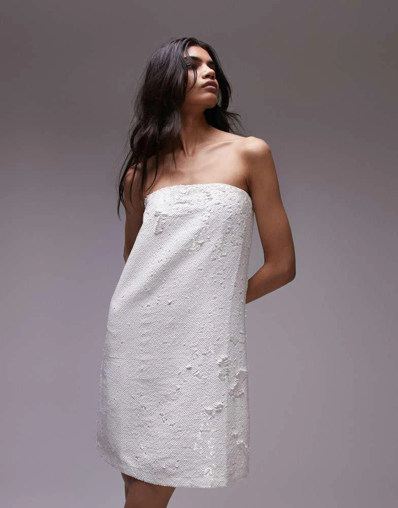 Topshop Topshop sequin embellished bandeau mini dress in white 2