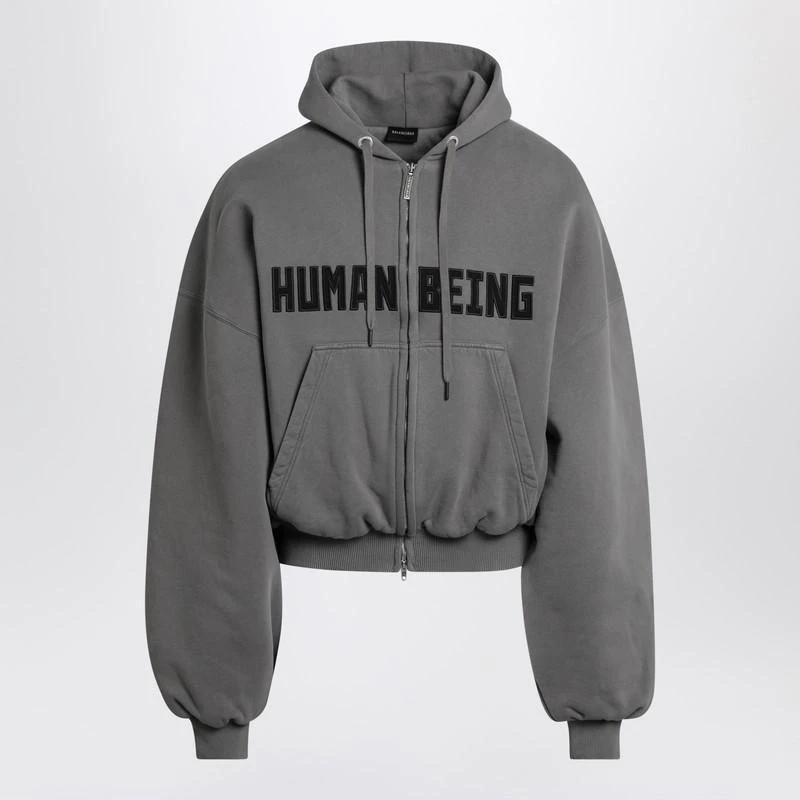 Balenciaga Balenciaga Dark Human Being Zip Hoodie In Dry Pile 1