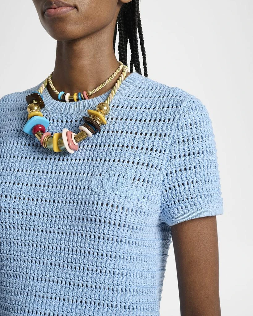 Chloé Open-Knit Logo Embroidered Top 5