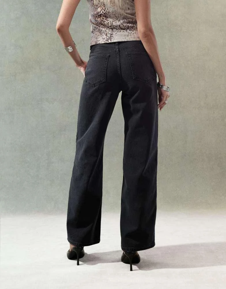 ASOS ASOS DESIGN wide leg dad jeans in patchwork in black and mid blue 2