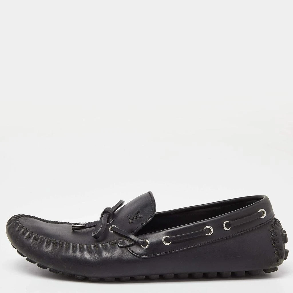 Louis Vuitton Louis Vuitton Black Leather Bow Slip On Loafers Size 43.5 1