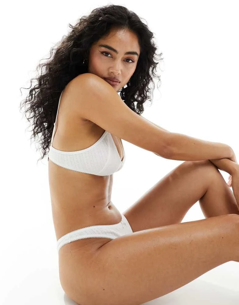 Weekday Weekday pointelle thong 2-pack in white 4