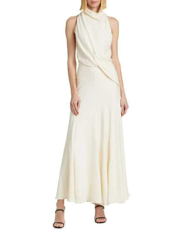 Brandon Maxwell The Valerie Draped Belted Waist Dress 1