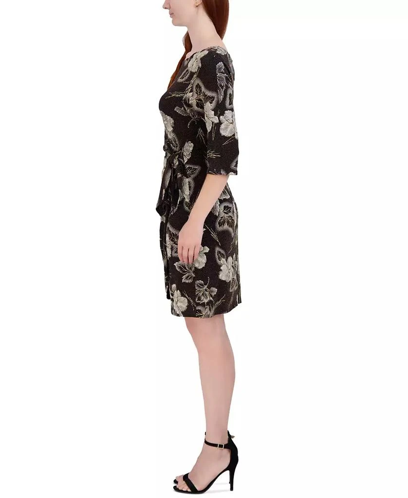 Robbie Bee Plus Size Floral-Print Side-Knot 3/4-Sleeve Sheath Dress 3